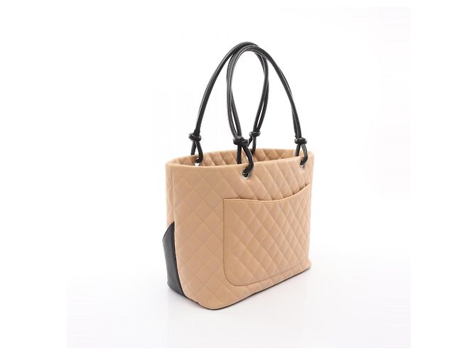 Borsa tote grande della linea Cambon di Chanel Nero Beige - vista 2
