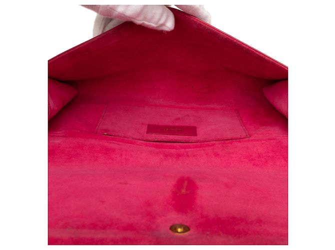 Clutch Chyc Ligne in pelle rosa Saint Laurent - vista 4