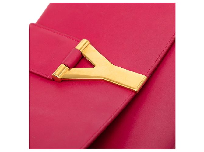 Clutch Chyc Ligne in pelle rosa Saint Laurent - vista 7