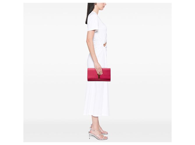Clutch Chyc Ligne in pelle rosa Saint Laurent - vista 8