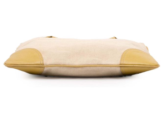 Prada Braune Vitello-besetzte Canvas Canapa Tote - Ansicht 3