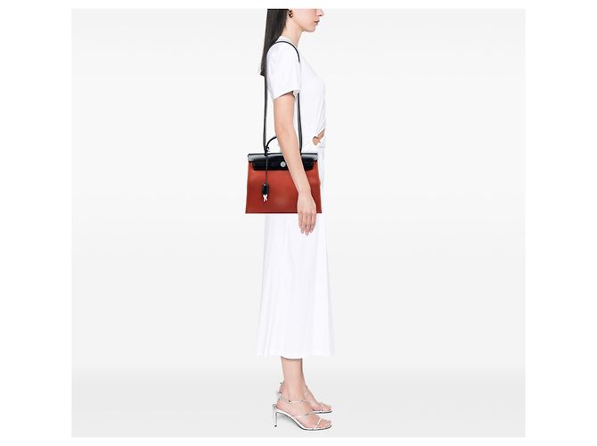 Hermès Laranja Toile Herbag Zip 31 - vista 7