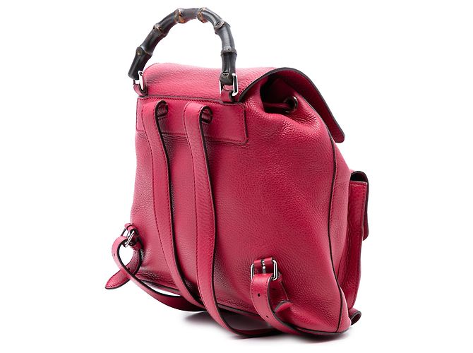 Bamboo Mochila de cuero rosa con borlas de bambú Gucci - vista 2