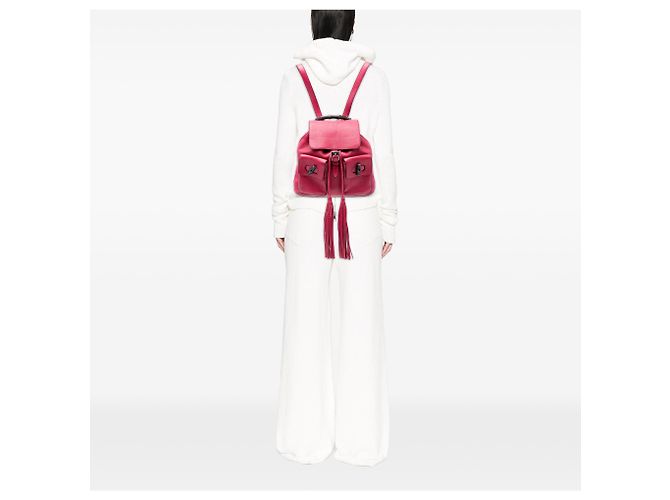 Bamboo Mochila de cuero rosa con borlas de bambú Gucci - vista 7
