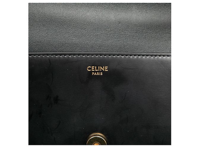 Céline Borsa a Spalla Cuir Triomphe in Pelle di Vitello Liscia Nera Celine Nero - vista 5