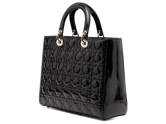 Dior Schwarz Große Lackleder Cannage Lady Dior - Ansicht 2