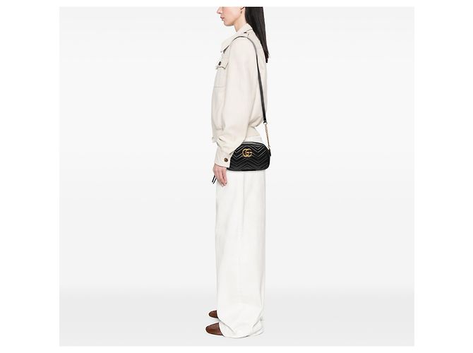 Gucci Nero Piccolo GG Marmont Matelassé Pelle Crossbody - vista 8