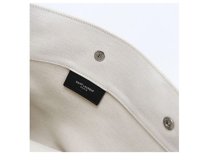 Borsa a spalla in tela bianca Saint Laurent Bianco - vista 4