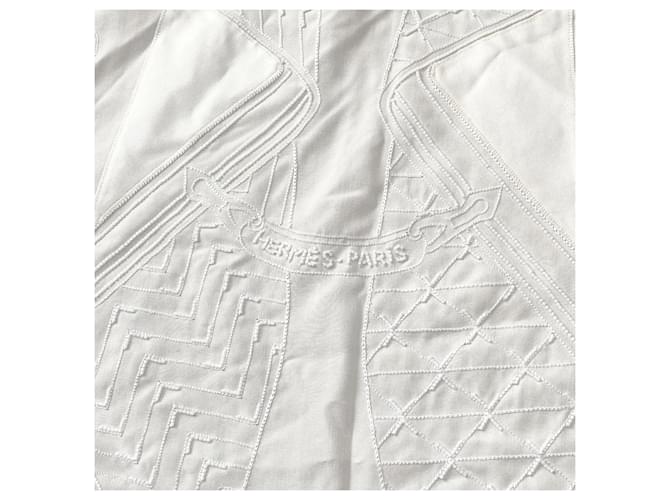 Silk In Hermès Cachecol Geant Triangular Bordado com Contas para Mulheres Hermes Branco - vista 6