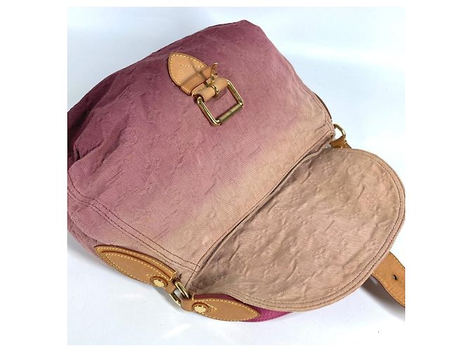 Bolsa de Ombro Louis Vuitton Monogram Denim Sunray Flap Rosa Vermelho - vista 10