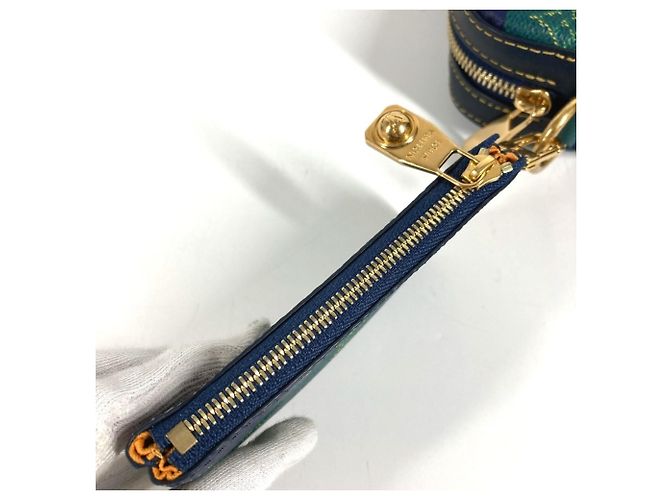 Borsa Clutch Trio Monogram Heritage Louis Vuitton Blu Verde - vista 10