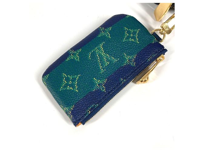 Borsa Clutch Trio Monogram Heritage Louis Vuitton Blu Verde - vista 12