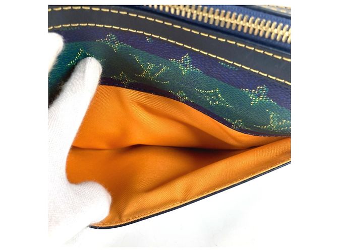 Borsa Clutch Trio Monogram Heritage Louis Vuitton Blu Verde - vista 14