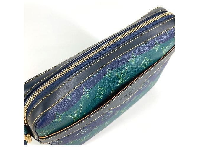 Borsa Clutch Trio Monogram Heritage Louis Vuitton Blu Verde - vista 15