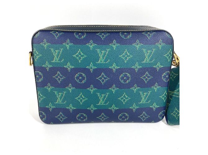 Borsa Clutch Trio Monogram Heritage Louis Vuitton Blu Verde - vista 3