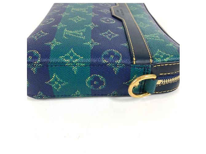 Borsa Clutch Trio Monogram Heritage Louis Vuitton Blu Verde - vista 4