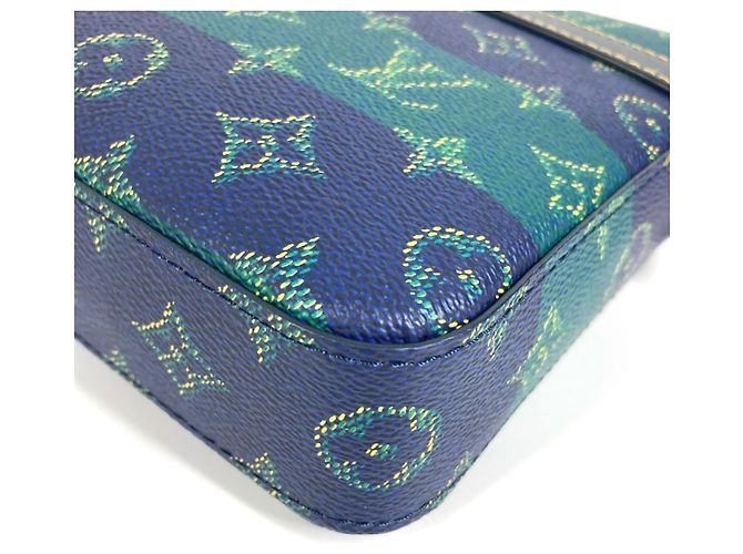 Borsa Clutch Trio Monogram Heritage Louis Vuitton Blu Verde - vista 5