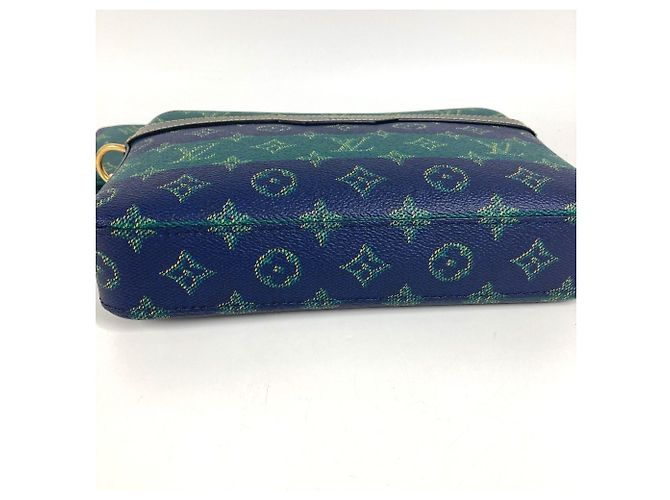 Borsa Clutch Trio Monogram Heritage Louis Vuitton Blu Verde - vista 6