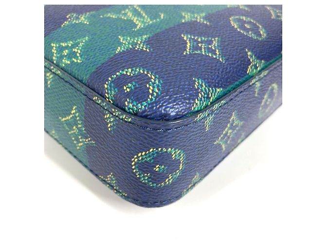 Borsa Clutch Trio Monogram Heritage Louis Vuitton Blu Verde - vista 7