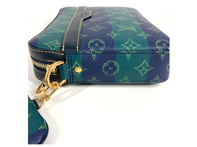 Borsa Clutch Trio Monogram Heritage Louis Vuitton Blu Verde - vista 8