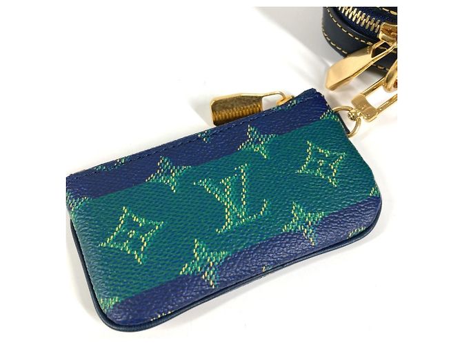 Borsa Clutch Trio Monogram Heritage Louis Vuitton Blu Verde - vista 9