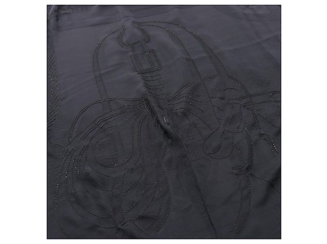 Silk In Hermès Coaching Perle Poncho Seidenschal Marineblau - vista 2