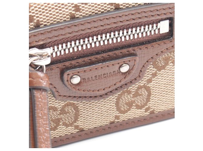 Billetera plegable Gucci x Balenciaga Hacker Project Castaño Beige - vista 8