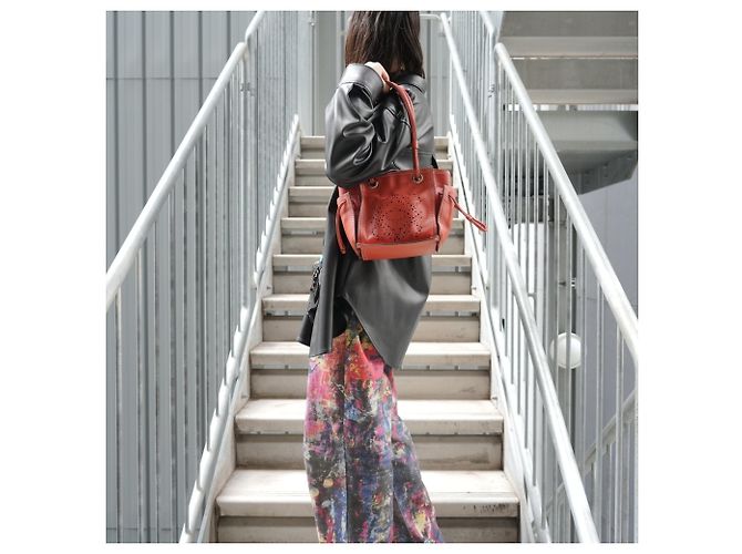 Borsa in pelle perforata Anagram Loewe Arancione - vista 14