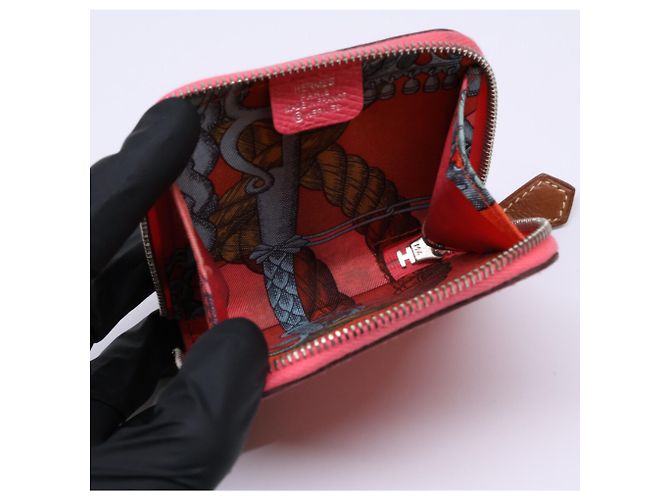 Monedero de cuero Epsom Azap con seda Hermès - vista 7
