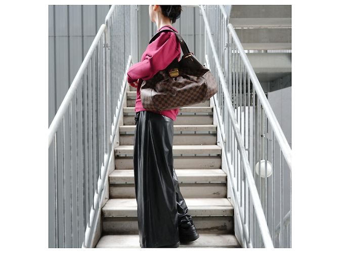 Borsa a Spalla Louis Vuitton Damier Sistine GM Marrone - vista 12