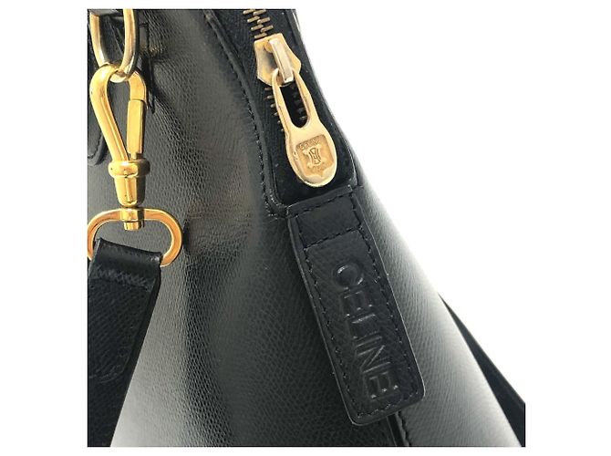 Céline Borsa tote grande 2-in-1 in pelle nera vintage Celine Nero - vista 10