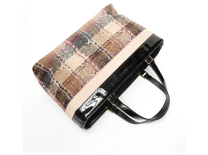 Borsa in tweed beige Burberry - vista 8