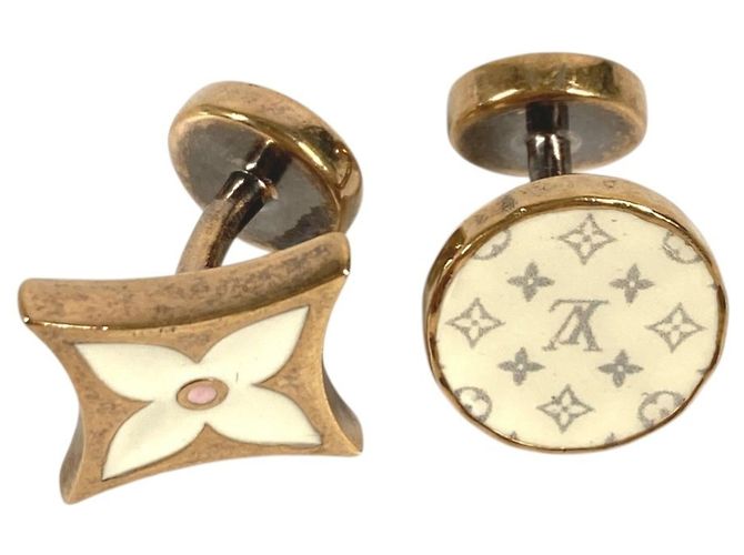 Abotoaduras Monogram em ouro e branco Louis Vuitton Dourado - vista 2