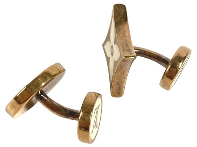 Abotoaduras Monogram em ouro e branco Louis Vuitton Dourado - vista 3