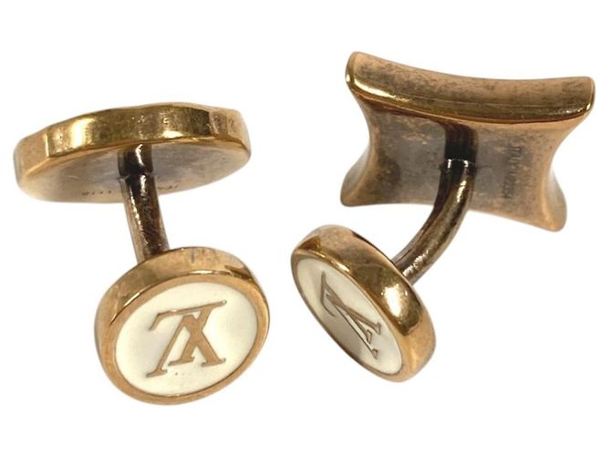 Abotoaduras Monogram em ouro e branco Louis Vuitton Dourado - vista 4