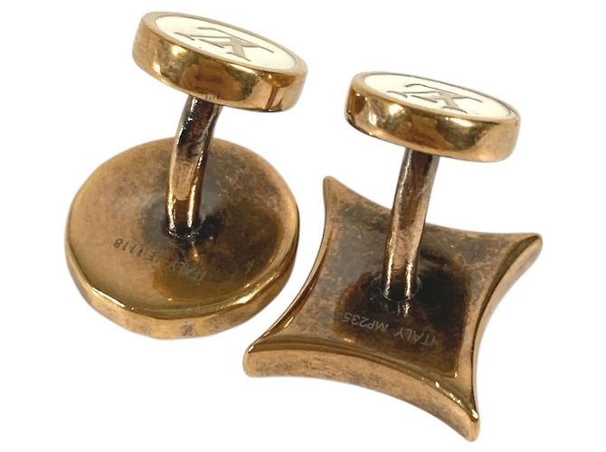 Abotoaduras Monogram em ouro e branco Louis Vuitton Dourado - vista 5