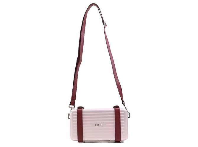 Borsa a spalla bordeaux e rosa metallico Christian Dior Argento Bordò - vista 17