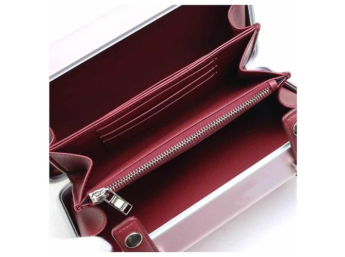 Borsa a spalla bordeaux e rosa metallico Christian Dior Argento Bordò - vista 5