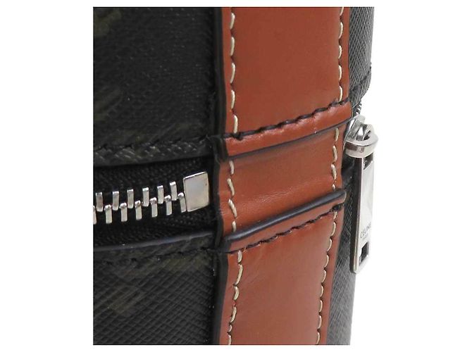 Céline Borsa a spalla in tela rivestita marrone Celine Triomphe - vista 10