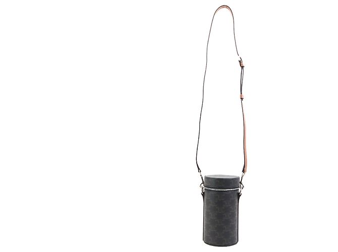Céline Borsa a spalla in tela rivestita marrone Celine Triomphe - vista 17