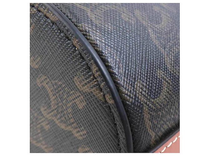 Céline Borsa a spalla in tela rivestita marrone Celine Triomphe - vista 6