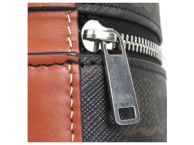 Céline Borsa a spalla in tela rivestita marrone Celine Triomphe - vista 9