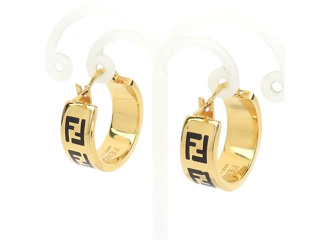 Pendientes de aro de metal dorado Fendi - vista 3