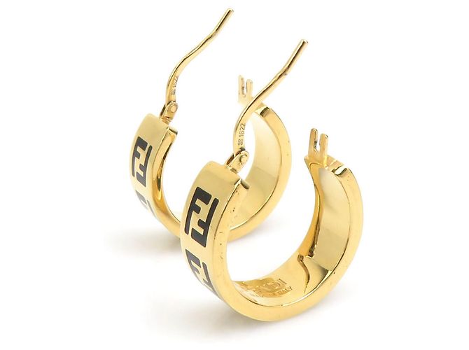 Pendientes de aro de metal dorado Fendi - vista 5