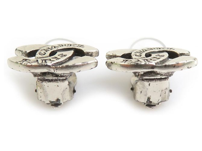 Orecchini a clip in metallo argento Chanel Coco Mark - vista 4