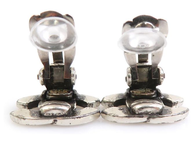 Orecchini a clip in metallo argento Chanel Coco Mark - vista 6
