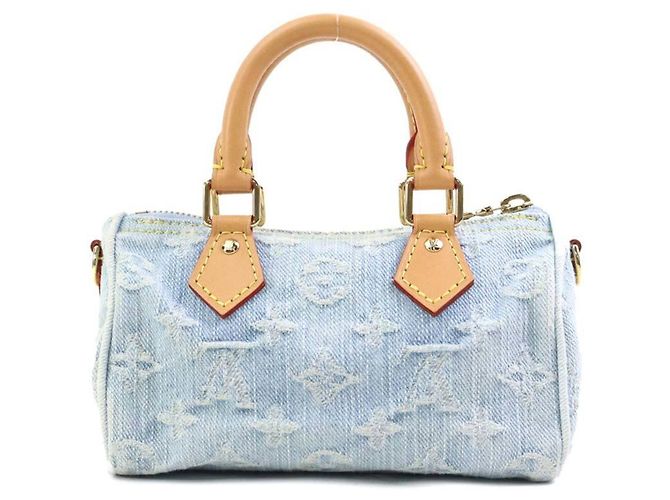 Borsa a mano Nano Speedy Monogram Denim Louis Vuitton Blu chiaro - vista 3