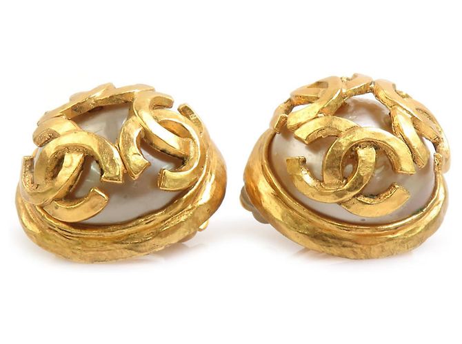 Orecchini in metallo con clip Coco Mark di Chanel D'oro Bianco sporco - vista 2