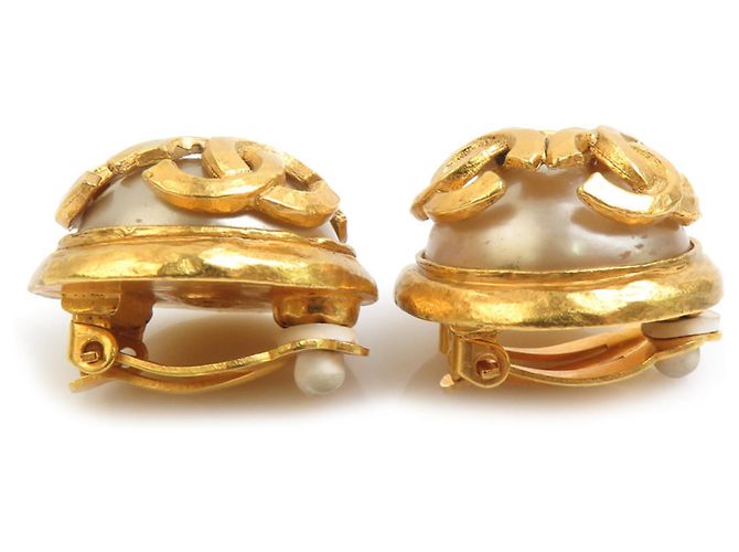 Orecchini in metallo con clip Coco Mark di Chanel D'oro Bianco sporco - vista 3