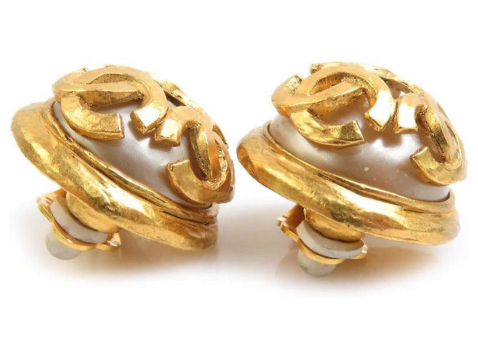 Orecchini in metallo con clip Coco Mark di Chanel D'oro Bianco sporco - vista 4